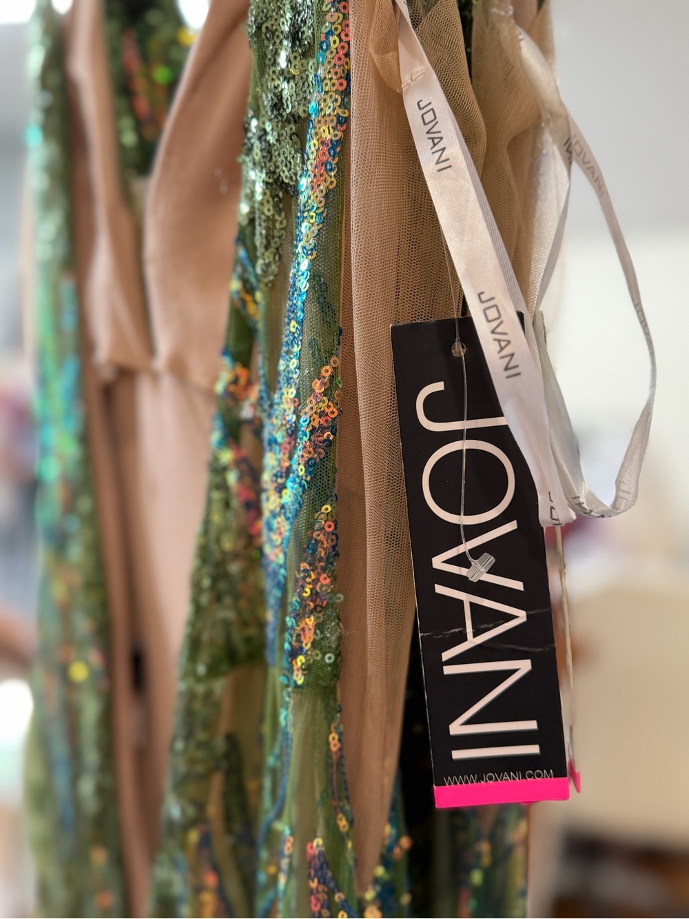 NWT JOVANI Green High Glam Sequin Prom Gown 22770 ~ Size 4 ~ Retail $829 - Picture 10 of 14